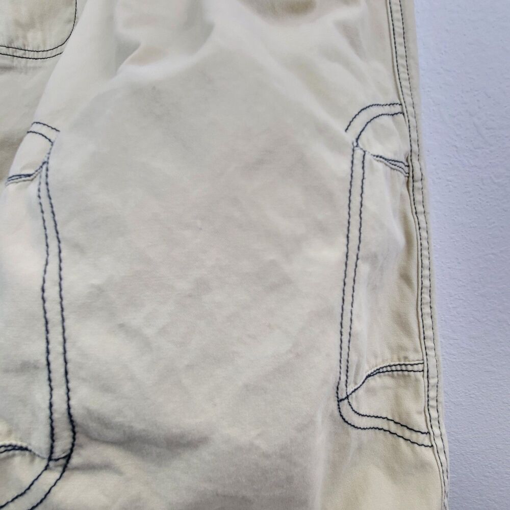 Hanna Andersson khaki Blue Stitch Bermuda Shorts Sz 150 (12) W/Faint Stains - Picture 7 of 9